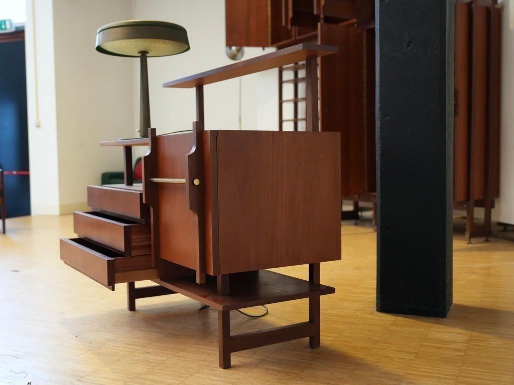 Geometrical Credenza In Wood And Brass, Italy 1960's photo vinterior