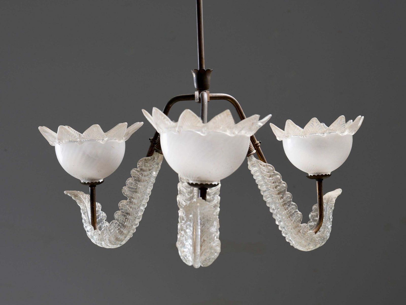 Set Of 6 Pendants In Glass And Brass, Italy, 1940’s photo 3621.0