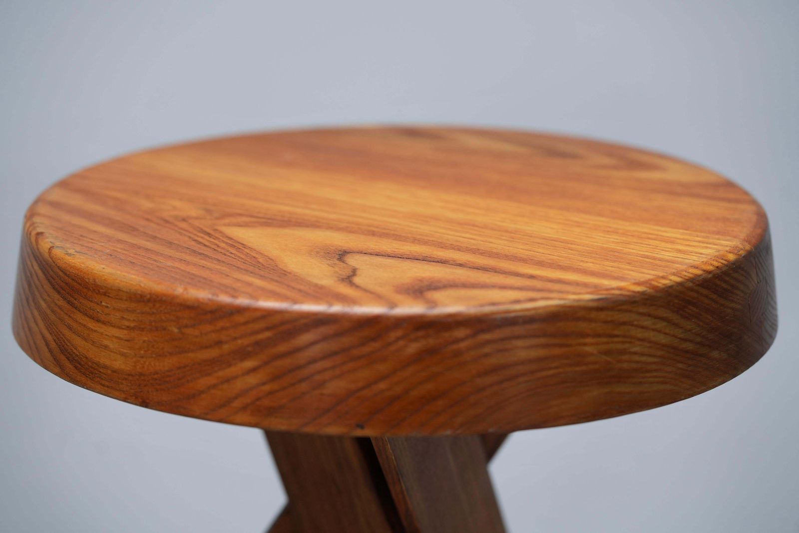Stool S13a Old Version By Pierre Chapo In Elm, France, 1970's photo Furniture