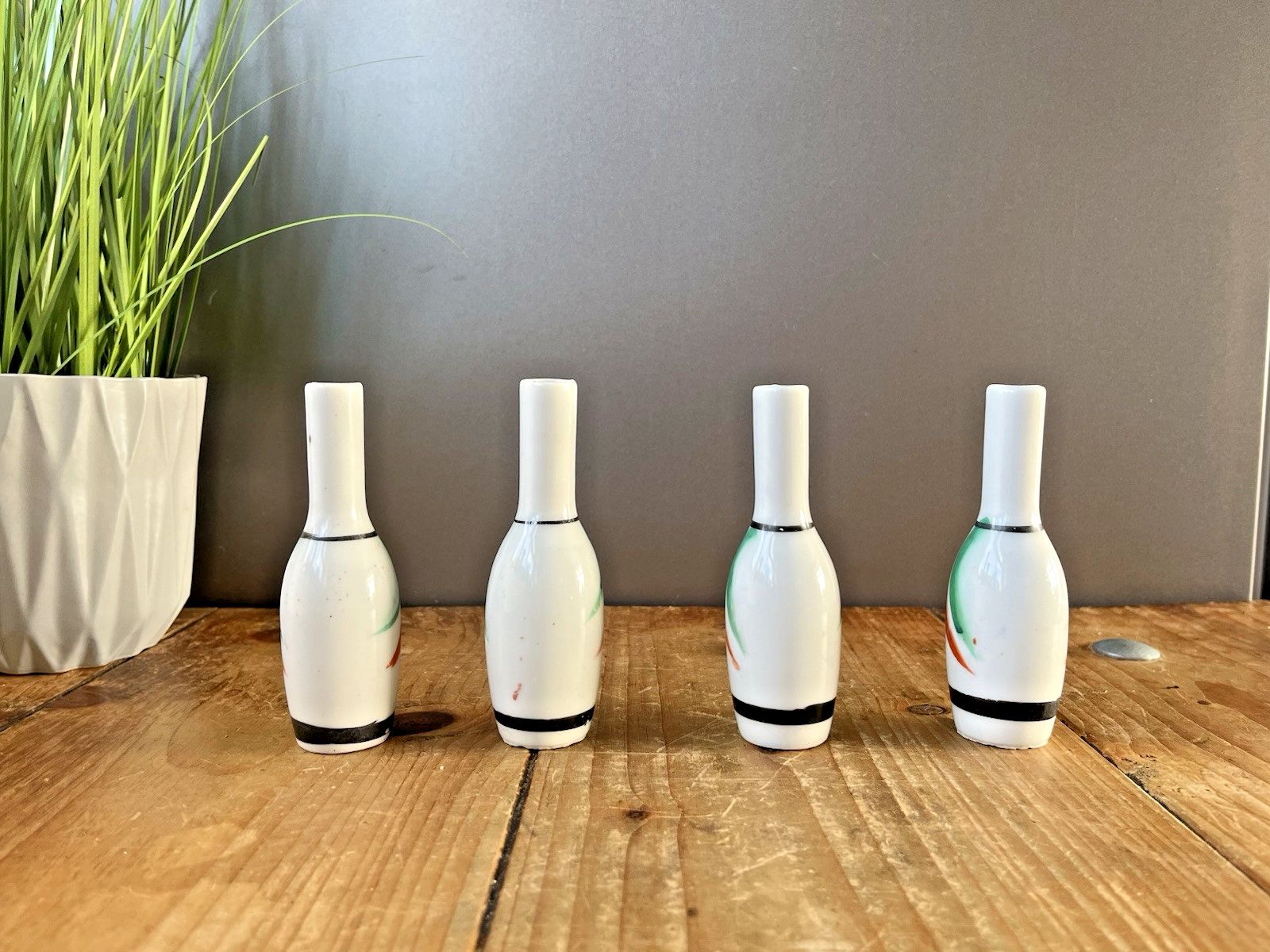 Set Of 4 Japanese Omiki Sacred Sake Shinto Goshinzensake Blessing Drink Bottle Bud Vase photo Home Decor