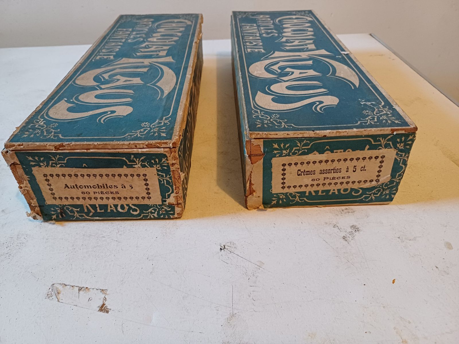 Pair Of Klaus Chocolate Advertising Boxes photo vinterior