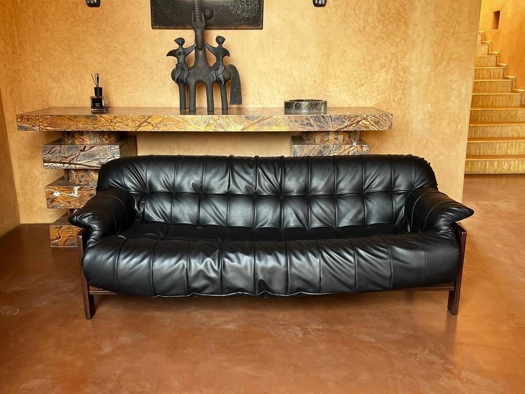 Brazilian Jacaranda And Leather Sofa By Jean Gillon For Italma 1960 photo furniture