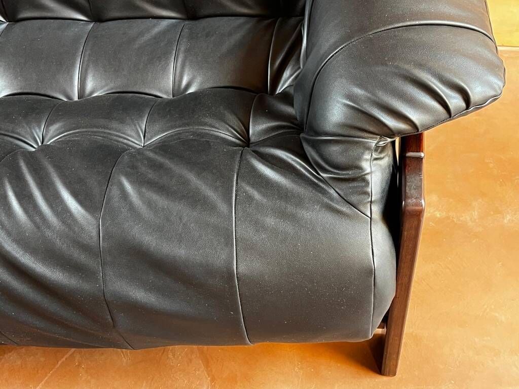 photo for sale Brazilian Jacaranda And Leather Sofa By Jean Gillon For Italma 1960