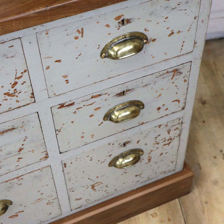 Rustic Painted Pine & Iroko Workshop Drawers 0730g photo 695.0