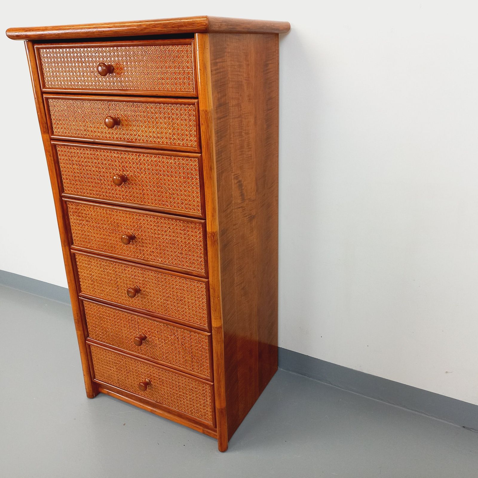 Chest Of Drawers In Wood, Rattan And Cane photo Furniture
