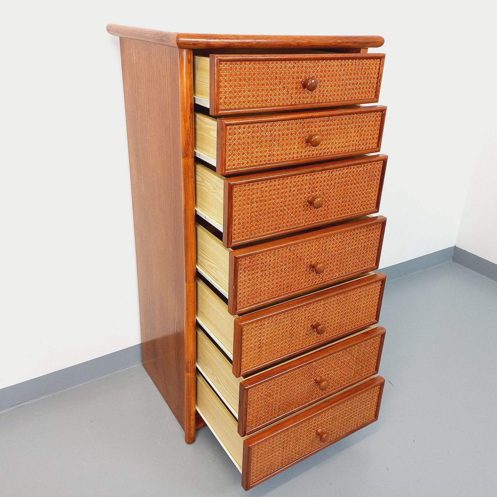 Chest Of Drawers In Wood, Rattan And Cane photo 914.0