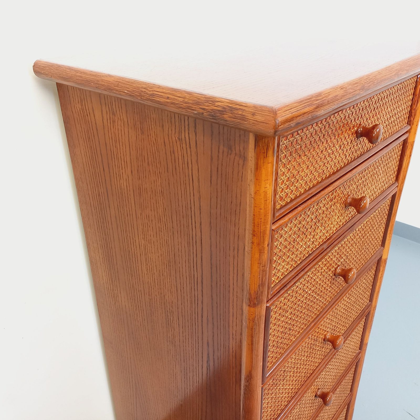 photo for sale Chest Of Drawers In Wood, Rattan And Cane