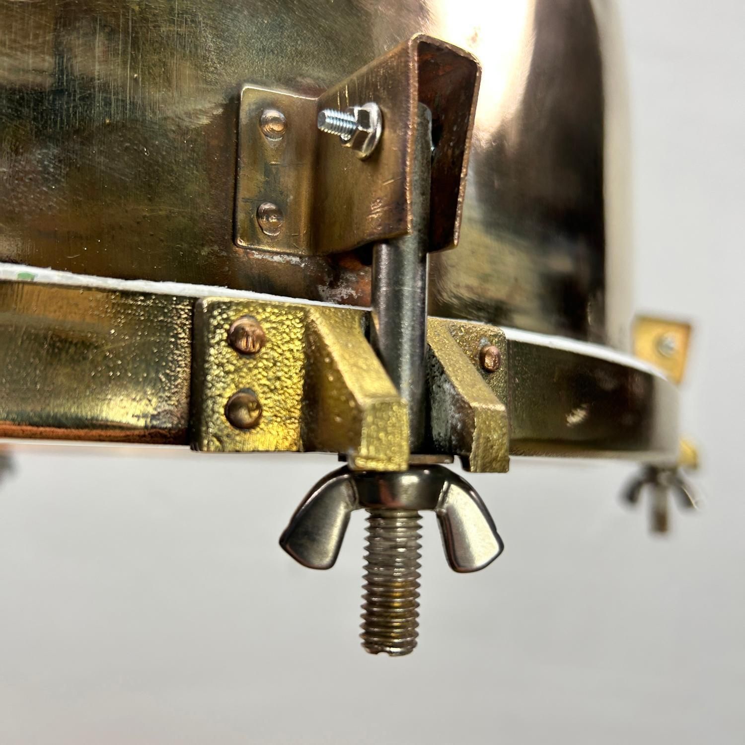 Lighting 1970's Xl Japanese Brass Marine Nautical Searchlight Pendant Ceiling Lamp photo