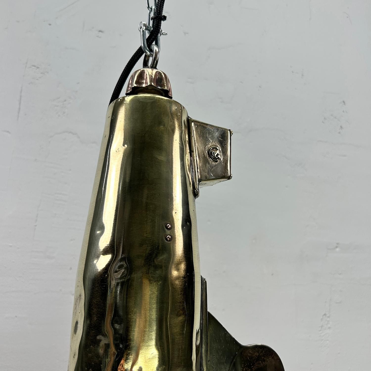 895.0 1970's Xl Japanese Brass Marine Nautical Searchlight Pendant Ceiling Lamp photo