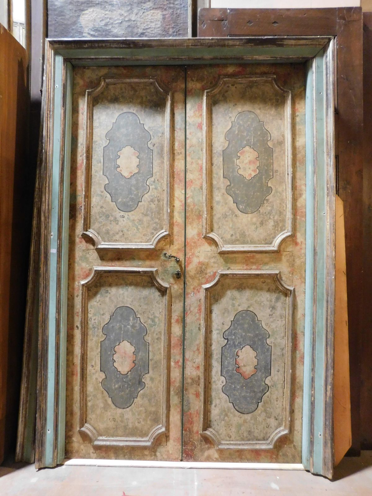 Interior Door With Two Doors, In Lacquered And Painted Wood, Italy photo for sale