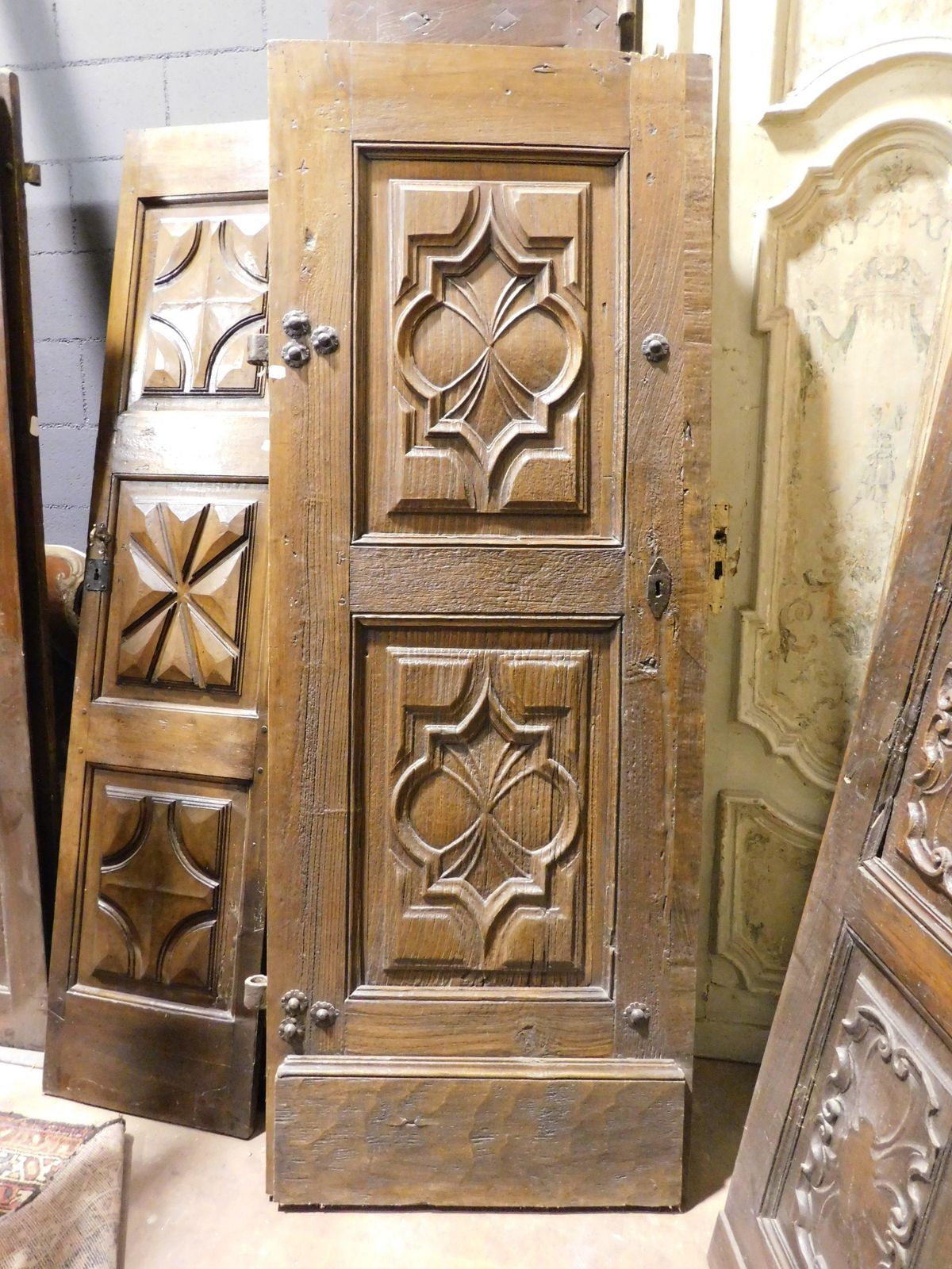 Entrance Door, Single Leaf Main Door, In Highly Carved Walnut, Italy photo Home Fixtures