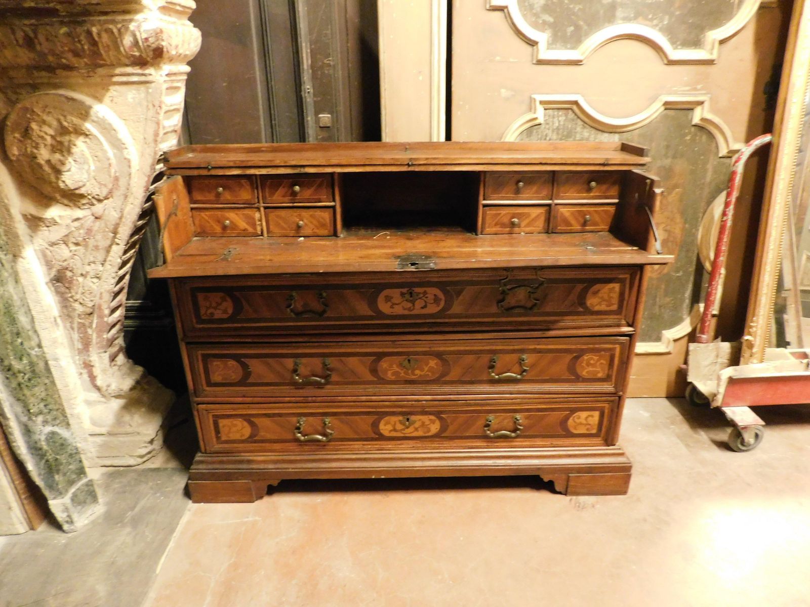 Folding Chest Of Drawers In Walnut With Inlays, Italy photo furniture