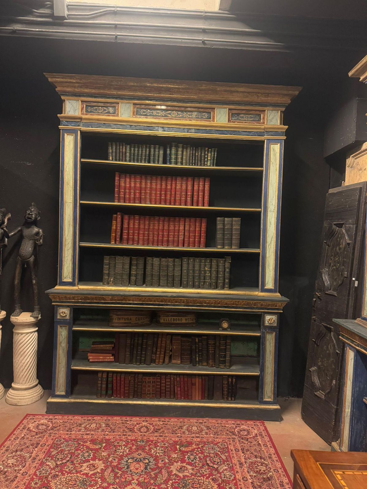 photo buy Set Of 3 Painted Wooden Bookcases Decorated With Fake Marble On Glass, Italy
