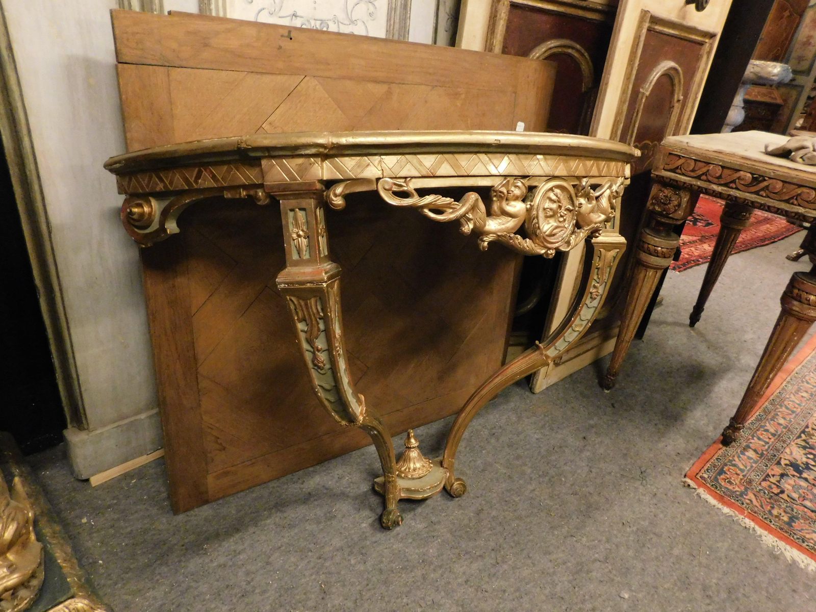Console Table Carved In A Drop Shape In Lacquered And Gilded Wood, Italy photo 1890.0