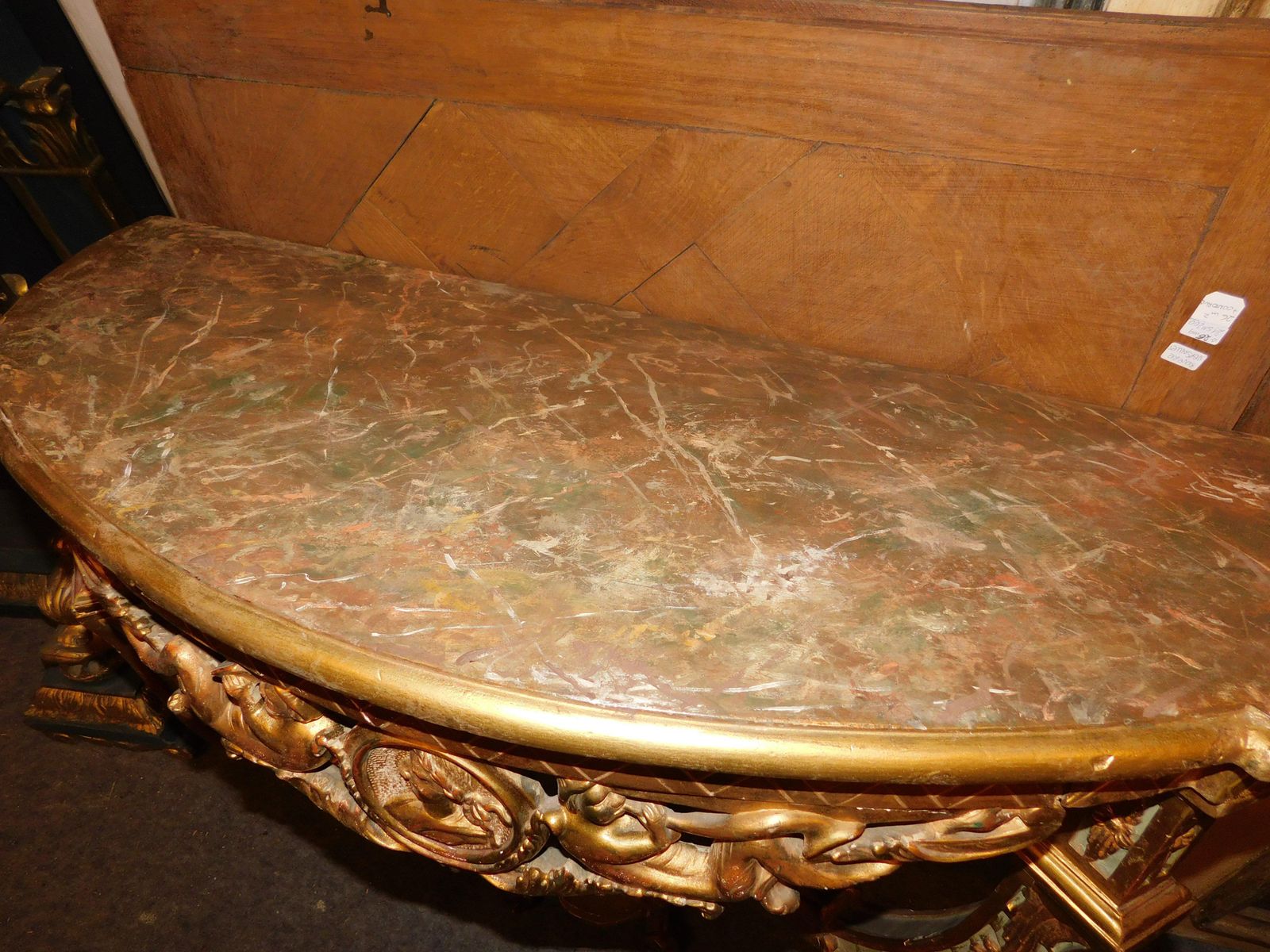 Console Table Carved In A Drop Shape In Lacquered And Gilded Wood, Italy photo vintage