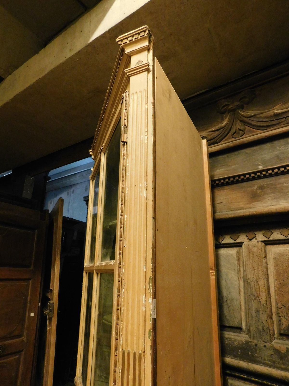 Corner Display Cabinet In Yellow Lacquered Wood With Glass Part, Italy photo buy