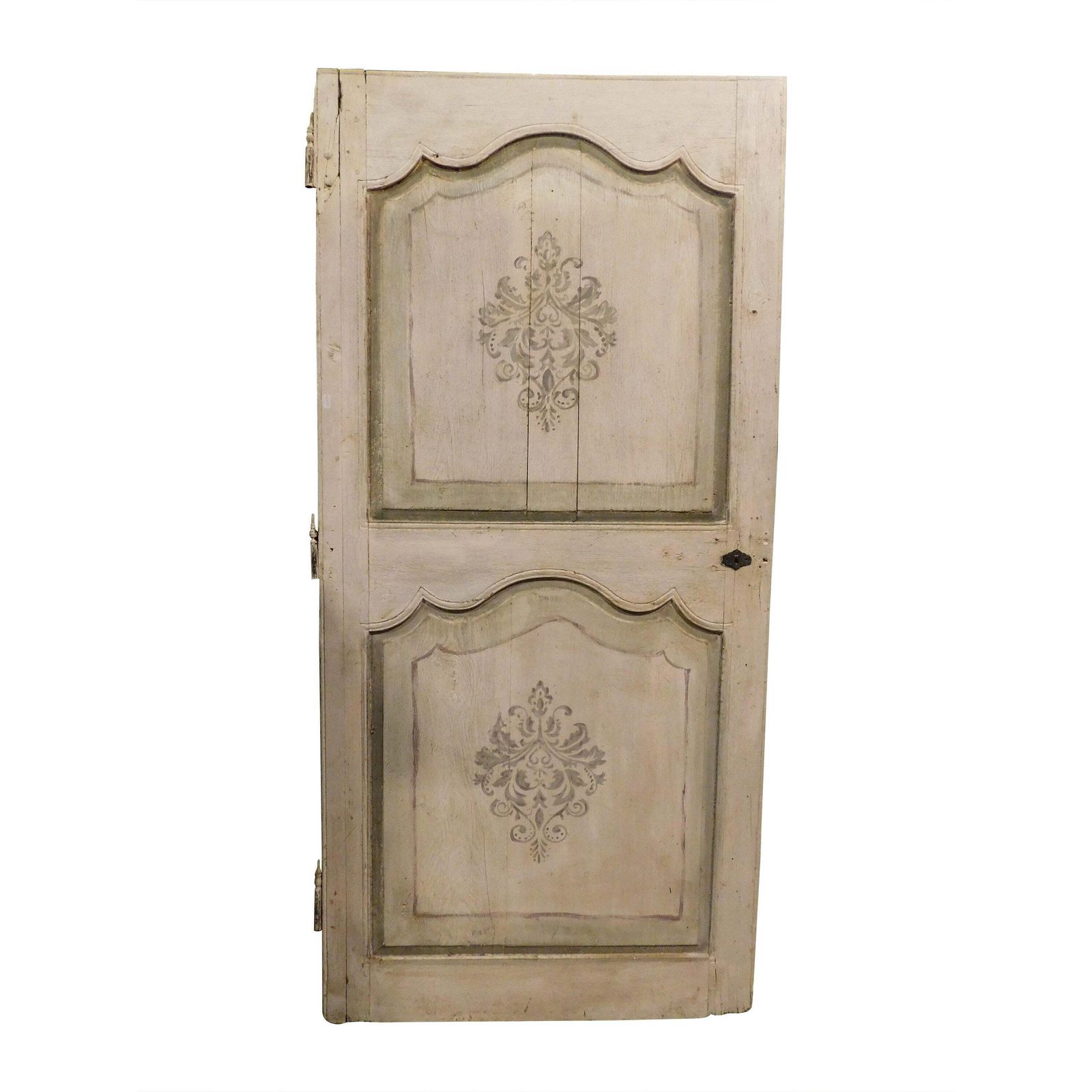 Lacquered And Painted Wooden Door With Baroque Geometric Shapes, Italy