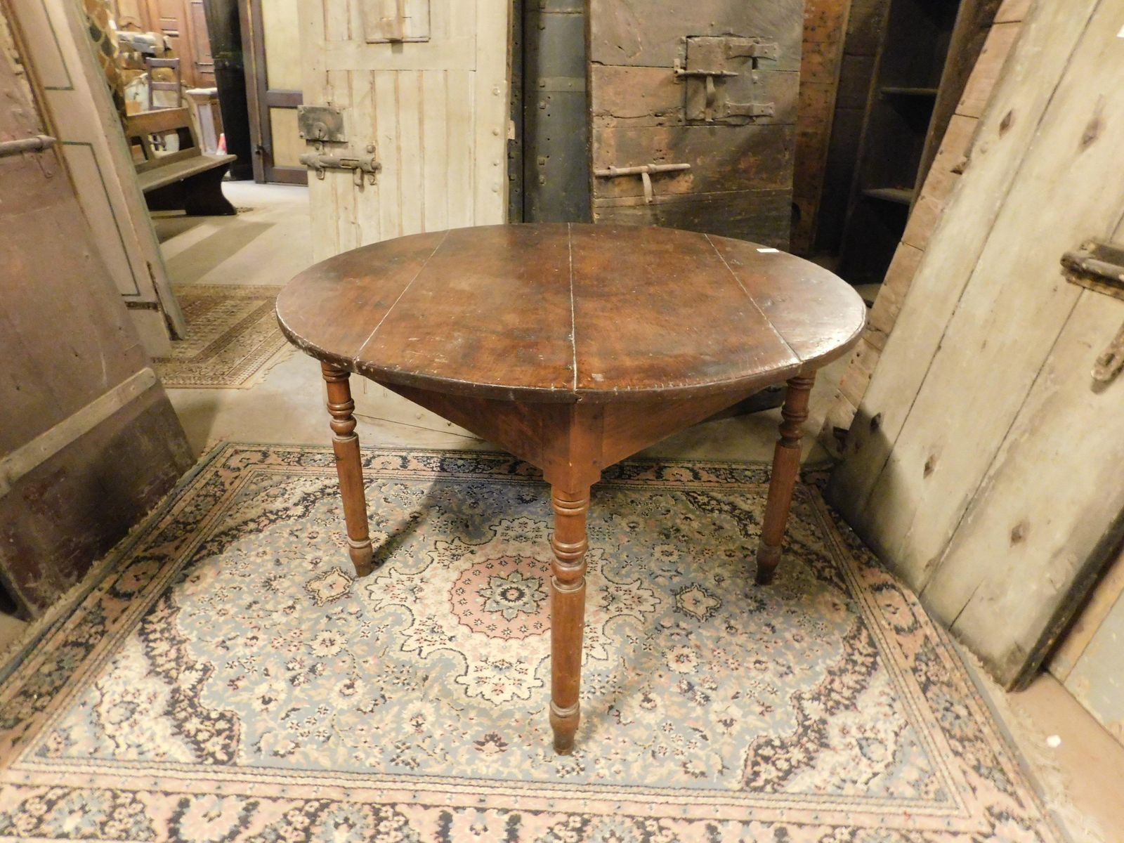 Round Table In Walnut And Beech Wood, Carved Legs, Italy photo furniture