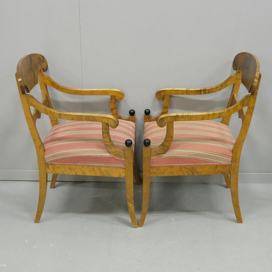 Biedermeier Carver Chairs Swedish Late 1800s Antique Quilted Golden Birch Pair A photo furniture
