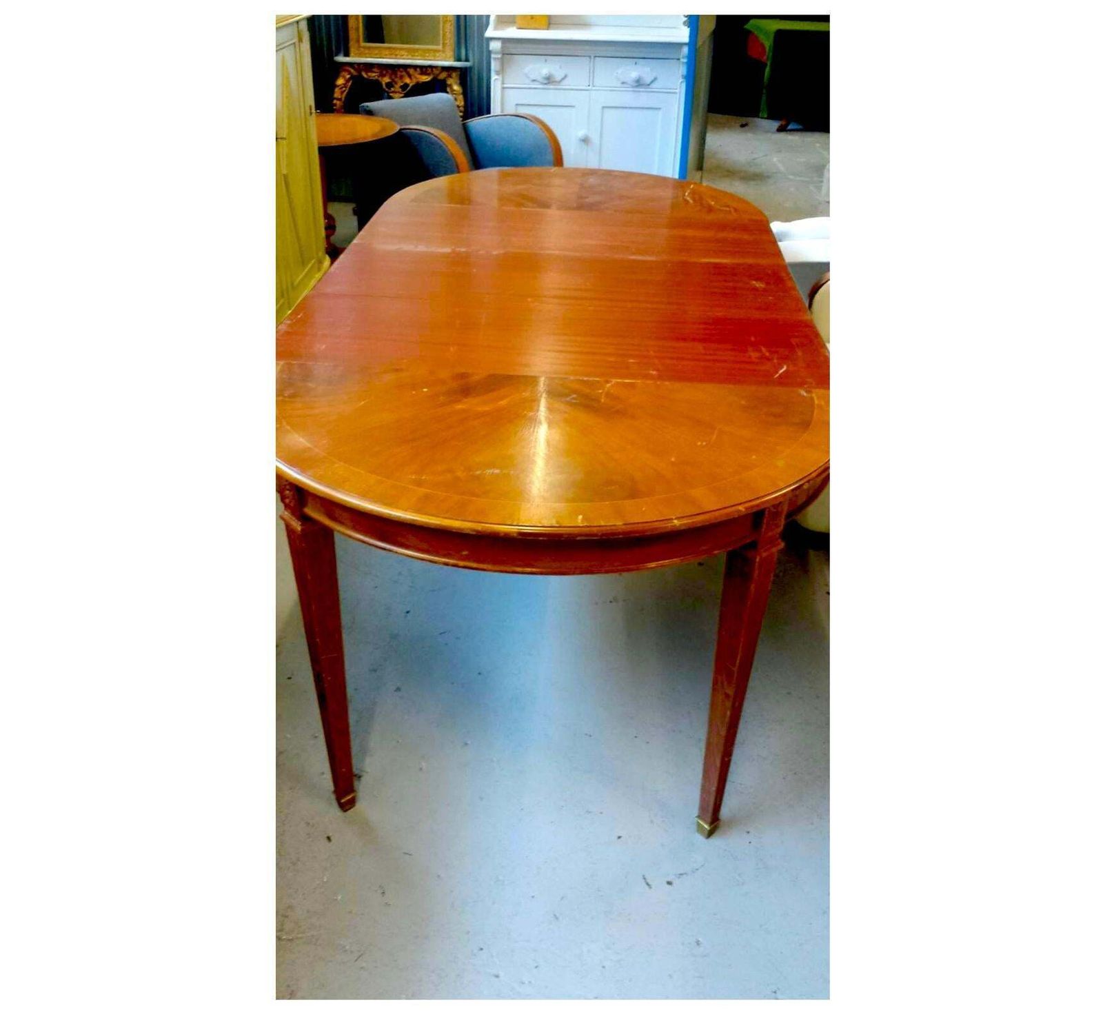 Gustavian Swedish Extendable Dining Table Mahogany, Early 20th Century Seats 8 photo Furniture