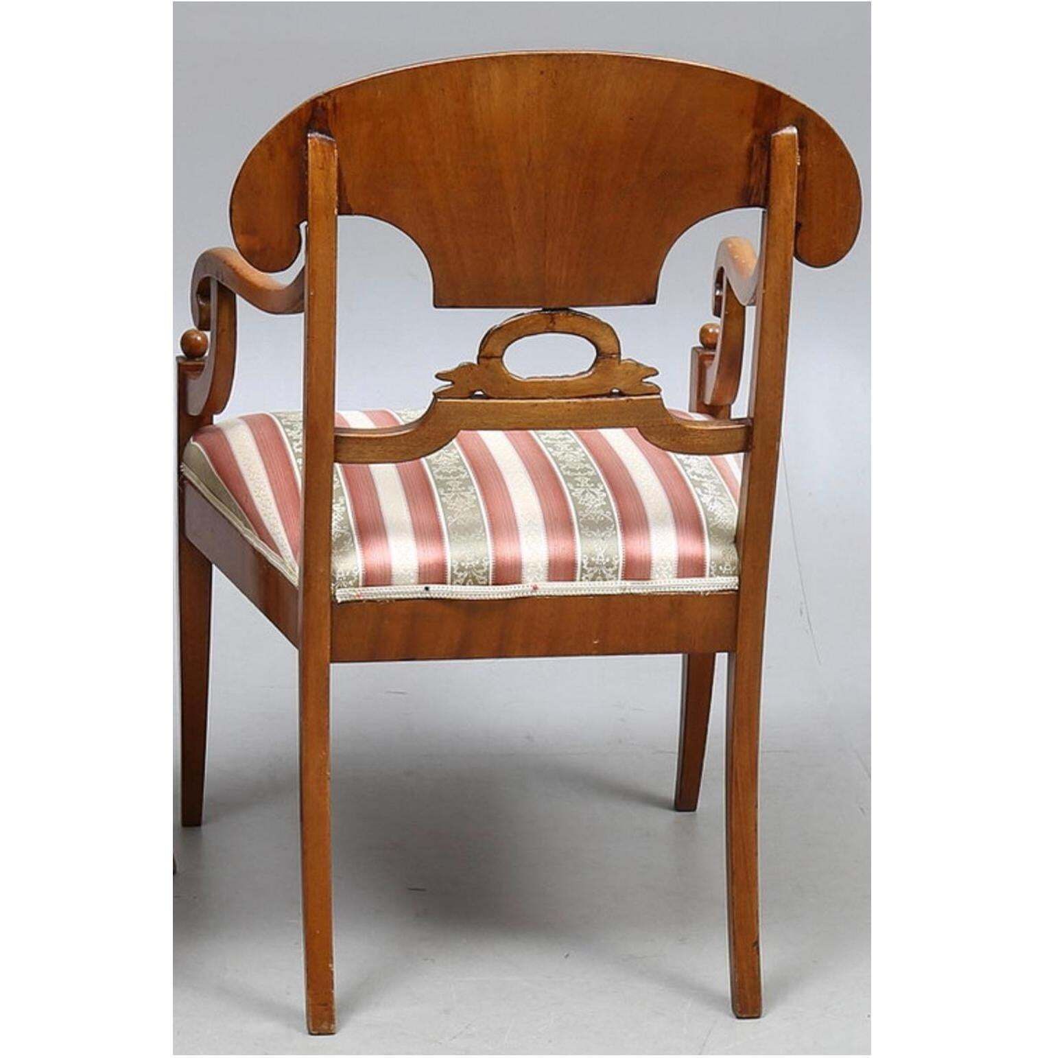 Biedermeier Carver Chairs Swedish Early 1900s Antique Quilted Mahogany Wreath A photo for sale