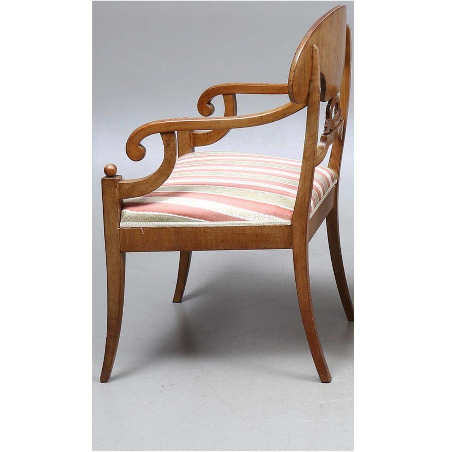 Biedermeier Carver Chairs Swedish Early 1900s Antique Quilted Mahogany Wreath A photo Furniture