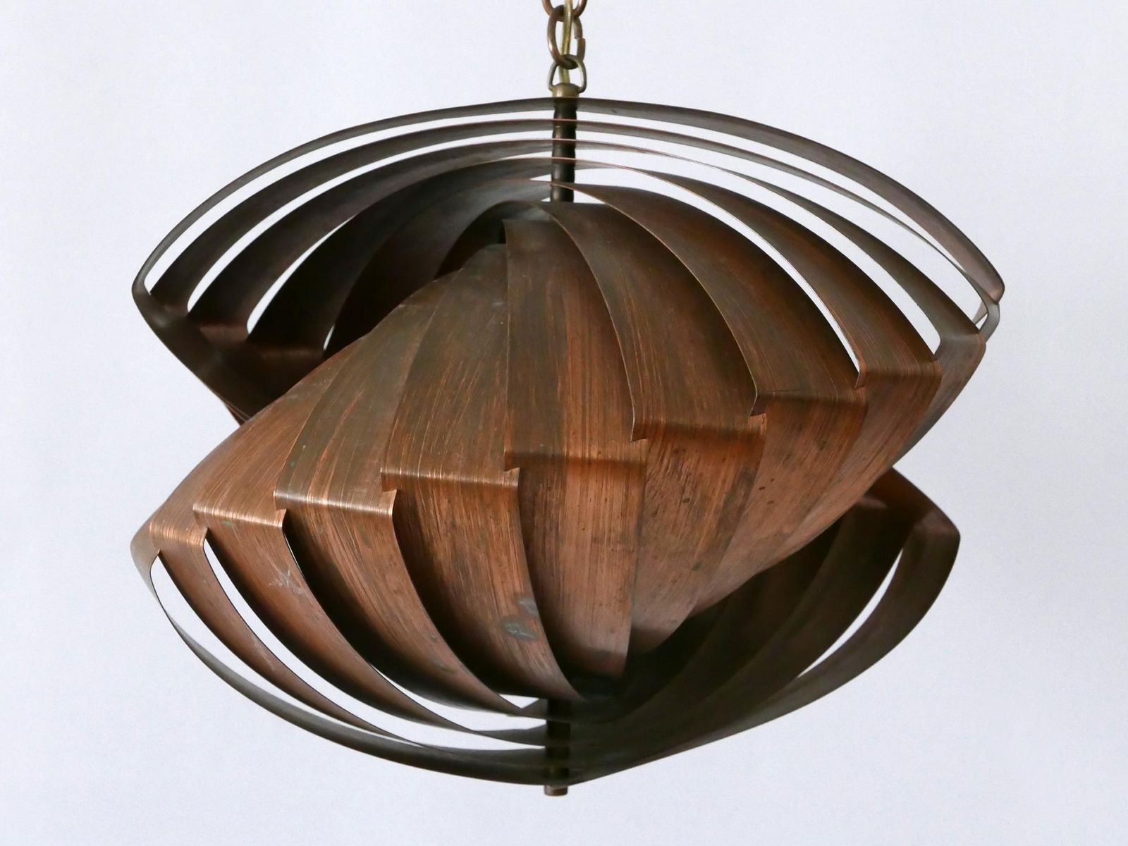 Unique Copper Pendant Lamp 'Konkylie' By Louis Weisdorf For Lyfa Denmark 1960s photo for sale