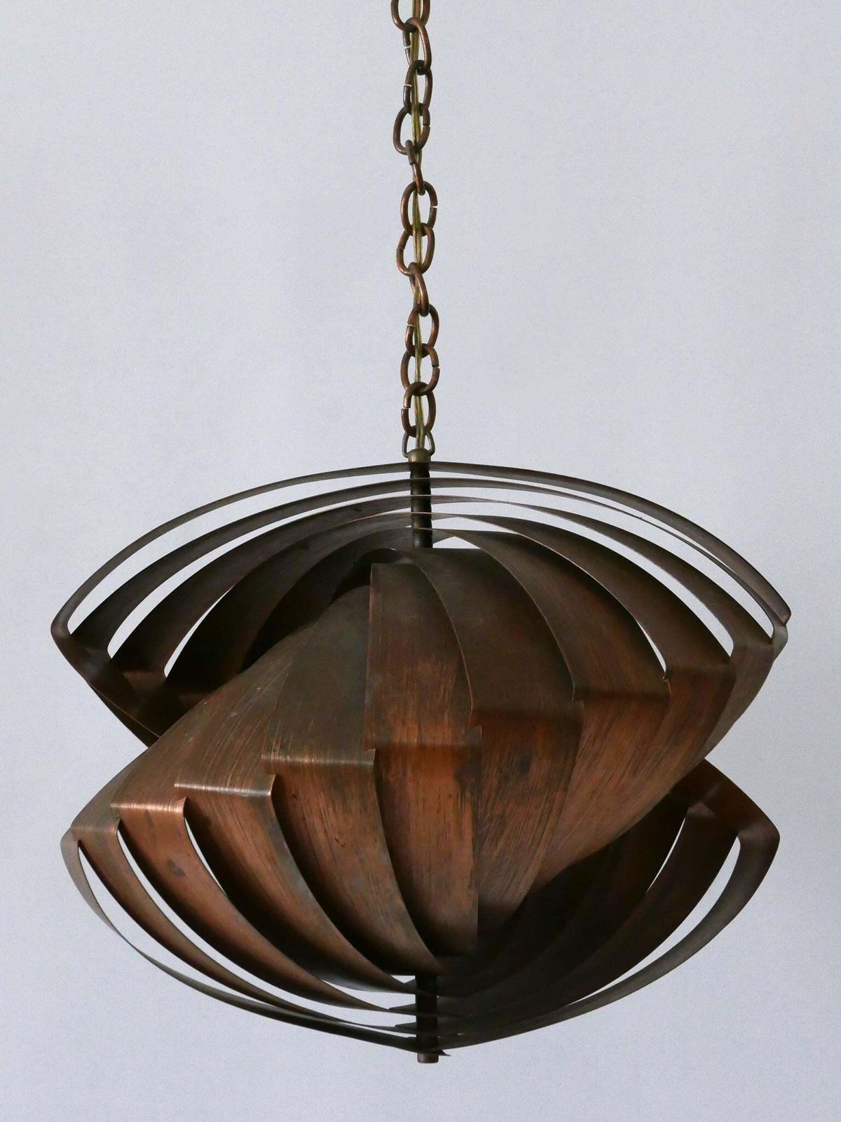 Lighting Unique Copper Pendant Lamp 'Konkylie' By Louis Weisdorf For Lyfa Denmark 1960s photo