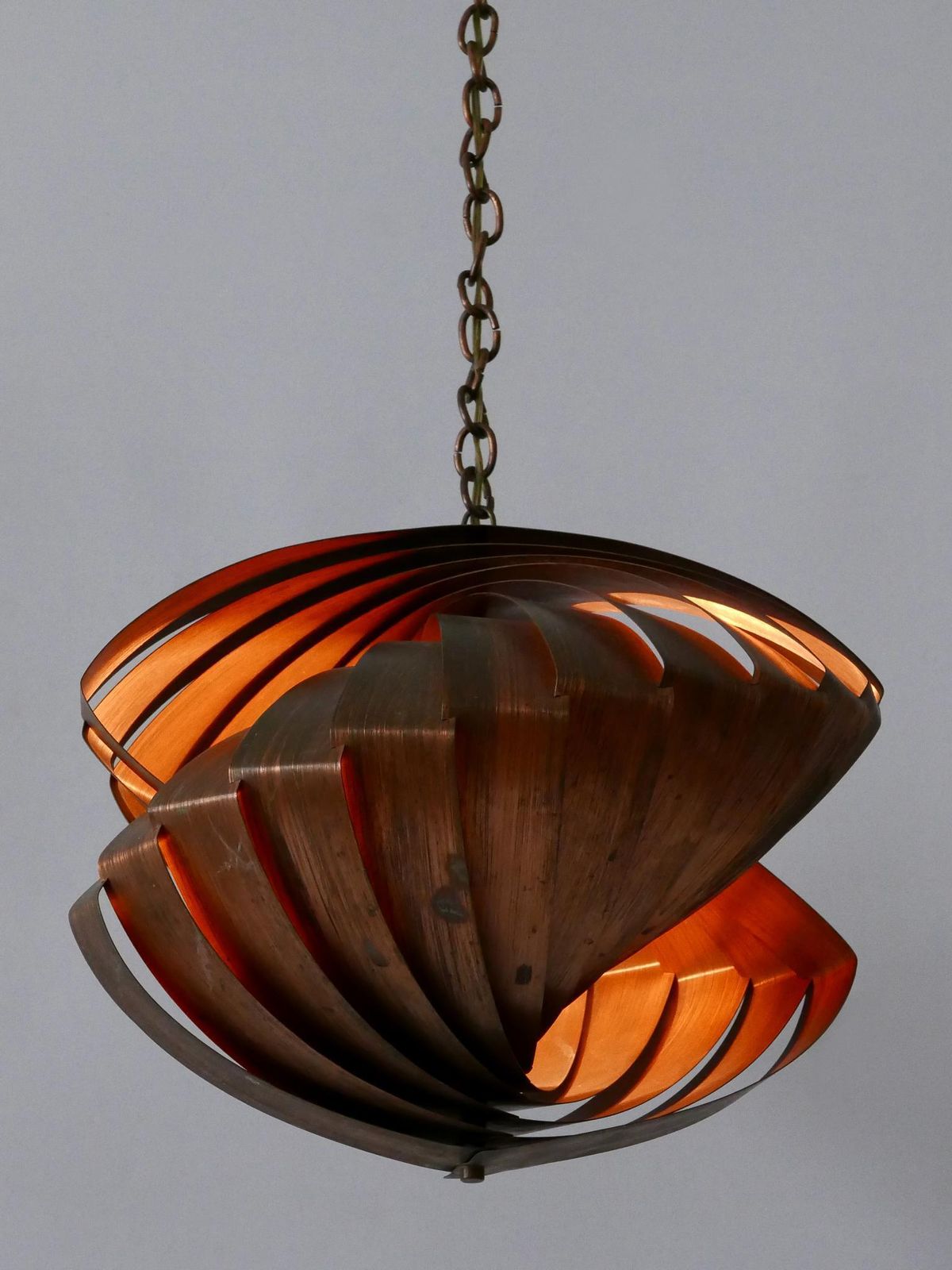 photo buy Unique Copper Pendant Lamp 'Konkylie' By Louis Weisdorf For Lyfa Denmark 1960s