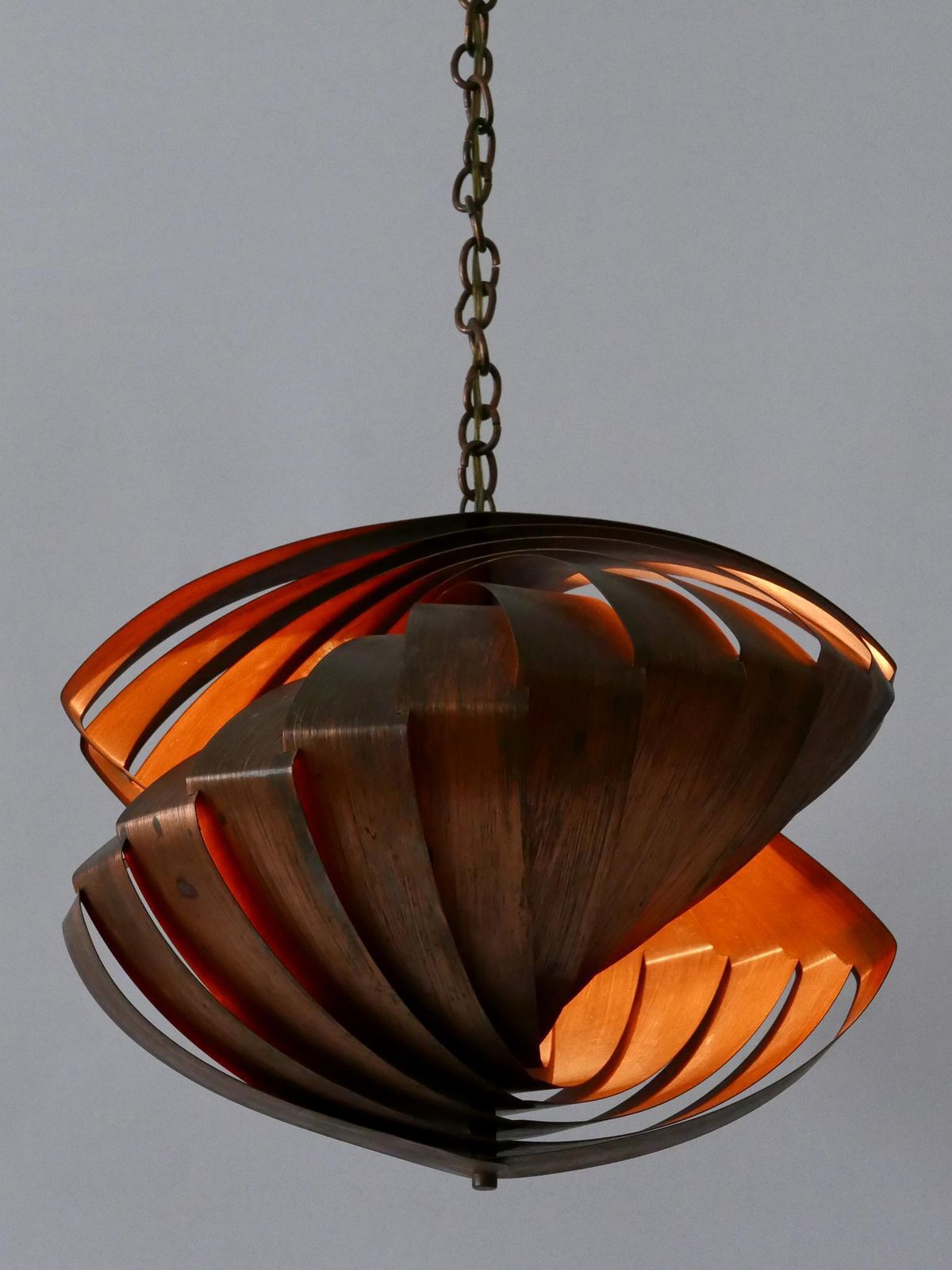 photo vintage Unique Copper Pendant Lamp 'Konkylie' By Louis Weisdorf For Lyfa Denmark 1960s