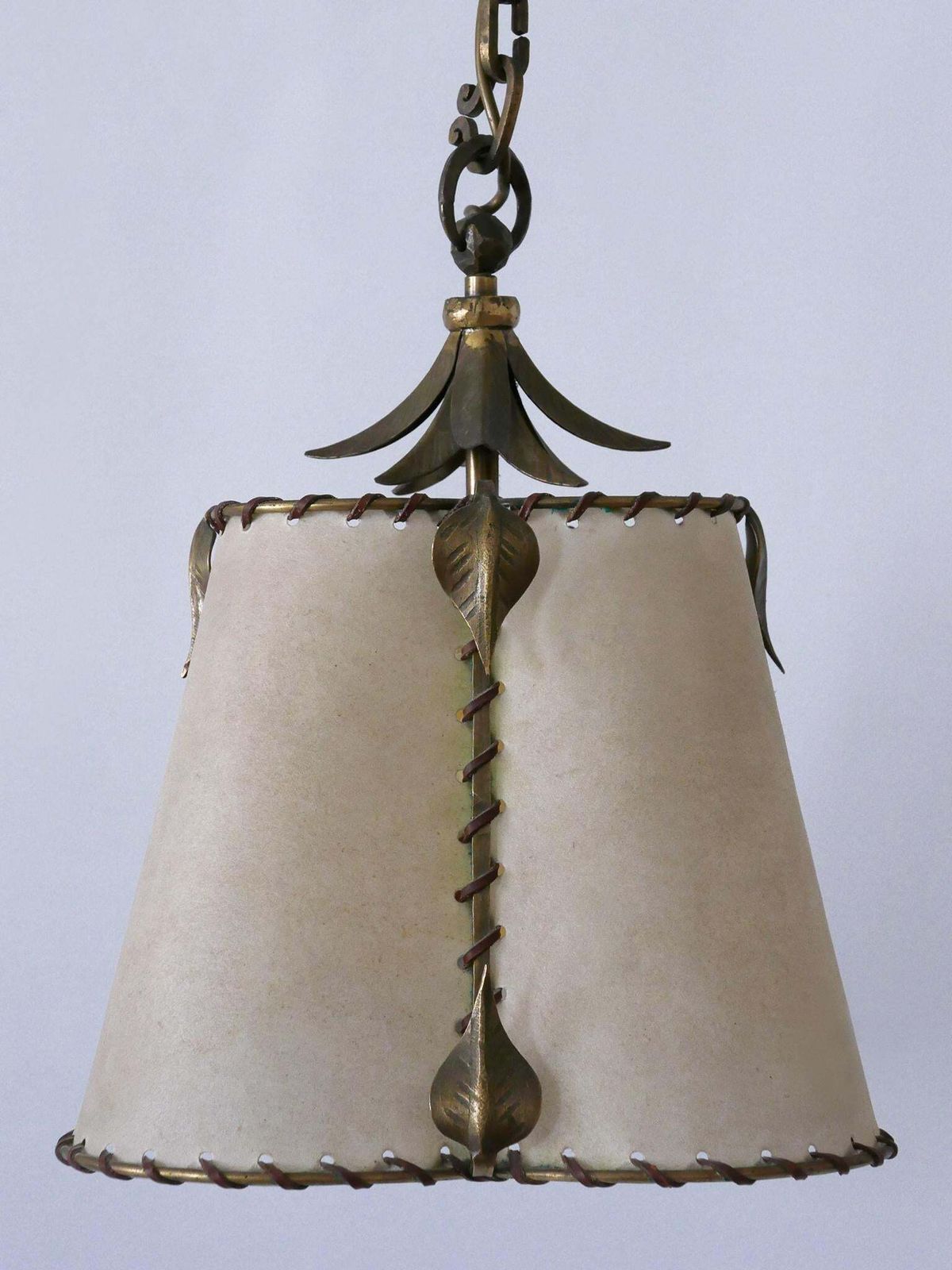 Amazing Mid Century Modern Brass & Parchment Pendant Lamp Germany 1960s photo 3006.0