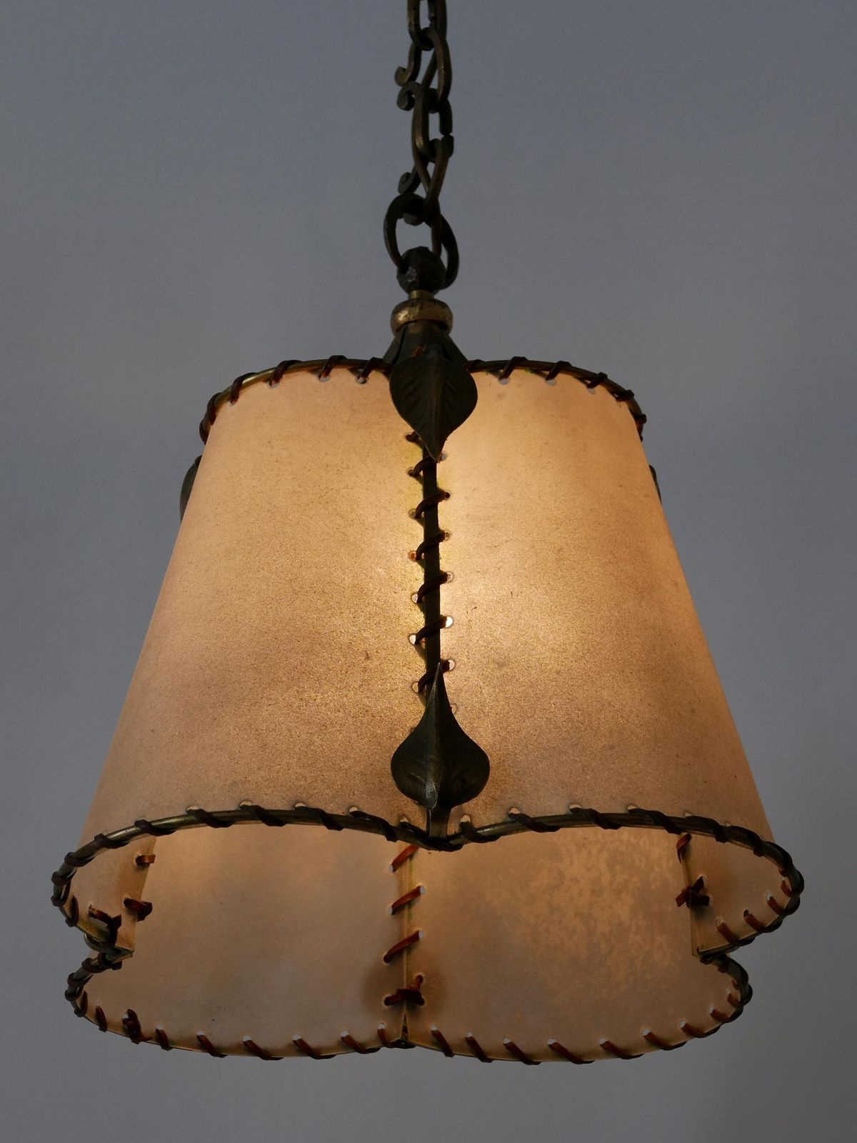 photo furniture Amazing Mid Century Modern Brass & Parchment Pendant Lamp Germany 1960s