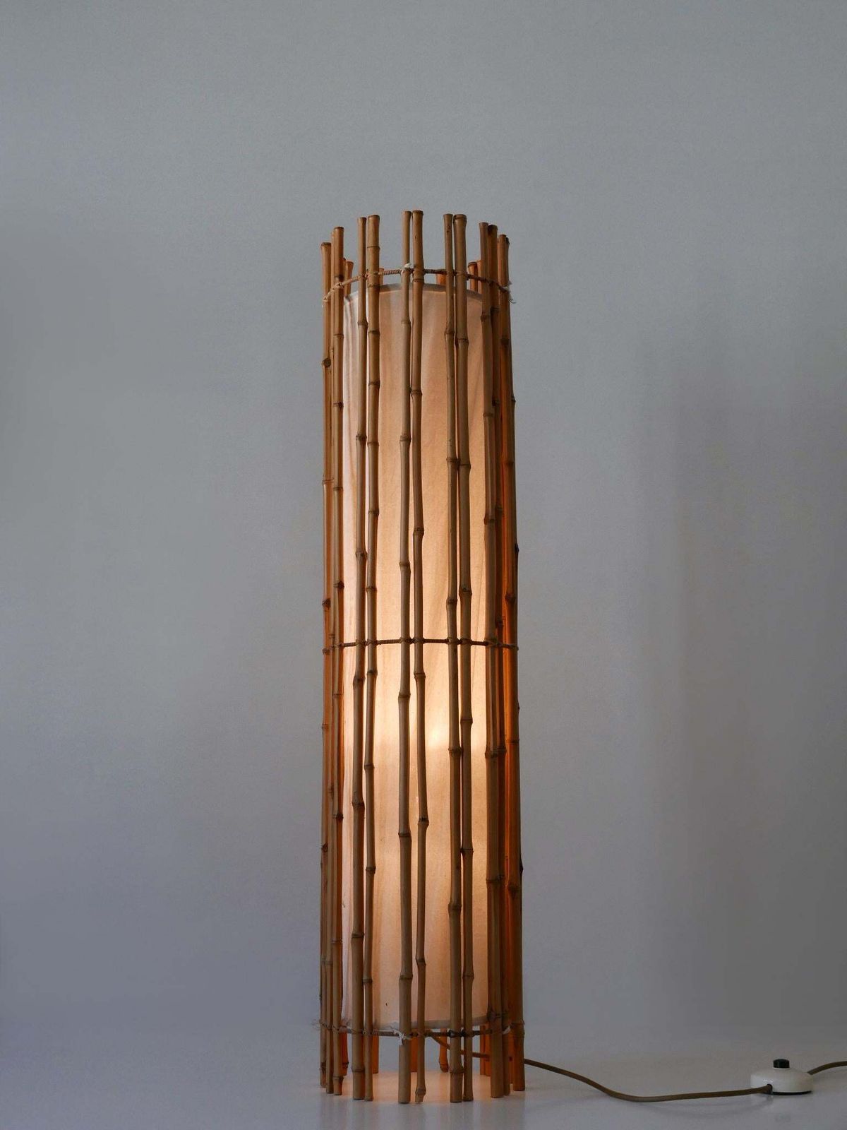 Elegant Mid Century Modern Bamboo Floor Lamp By Louis Sognot France 1960s photo buy