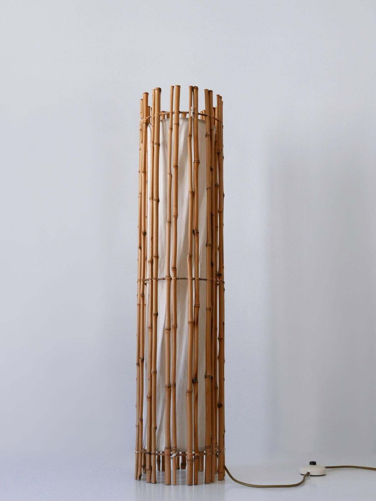 photo buy Elegant Mid Century Modern Bamboo Floor Lamp By Louis Sognot France 1960s