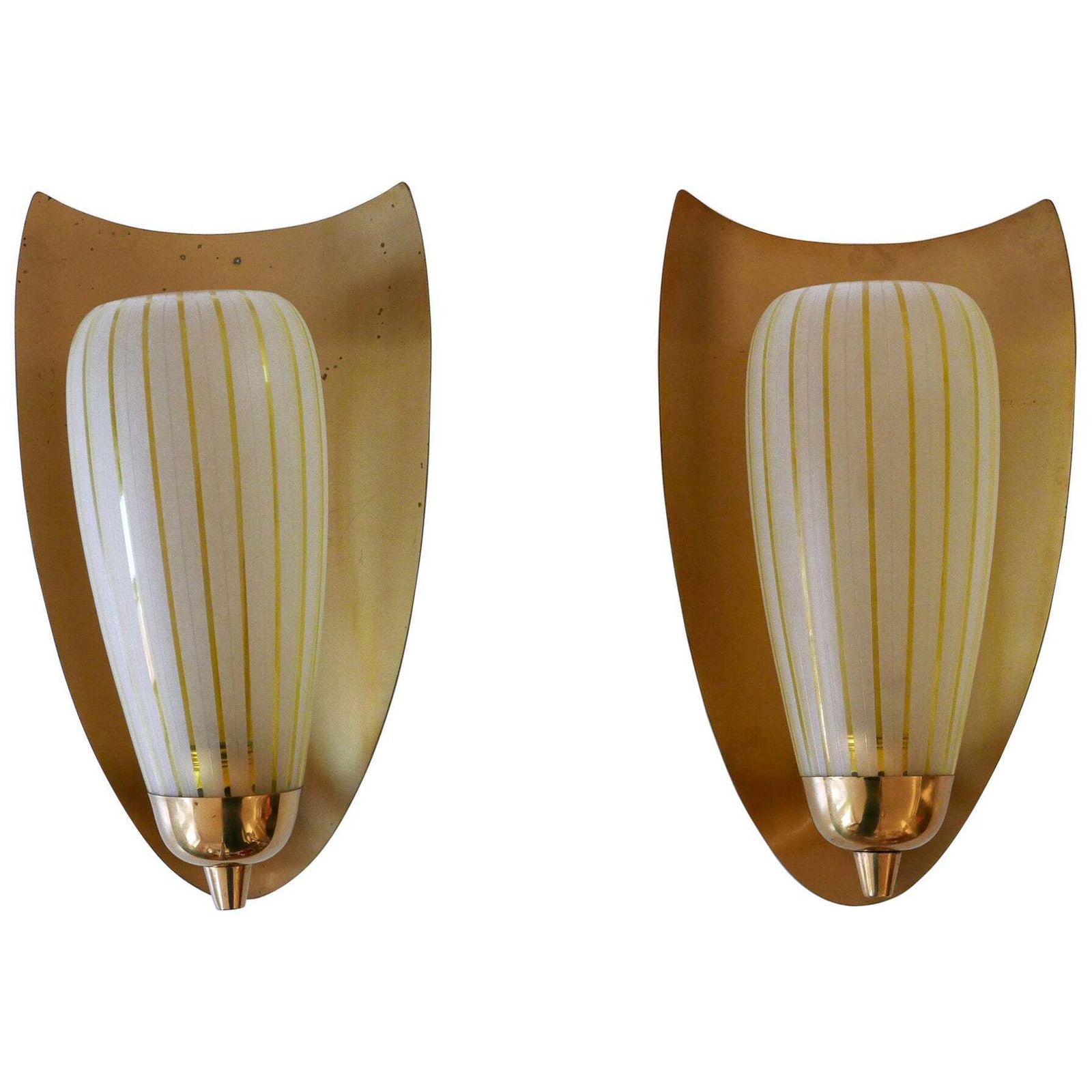 Set Of Two Large Sconces By Wilhelm Wagenfeld For Peill & Putzler Germany 1950s