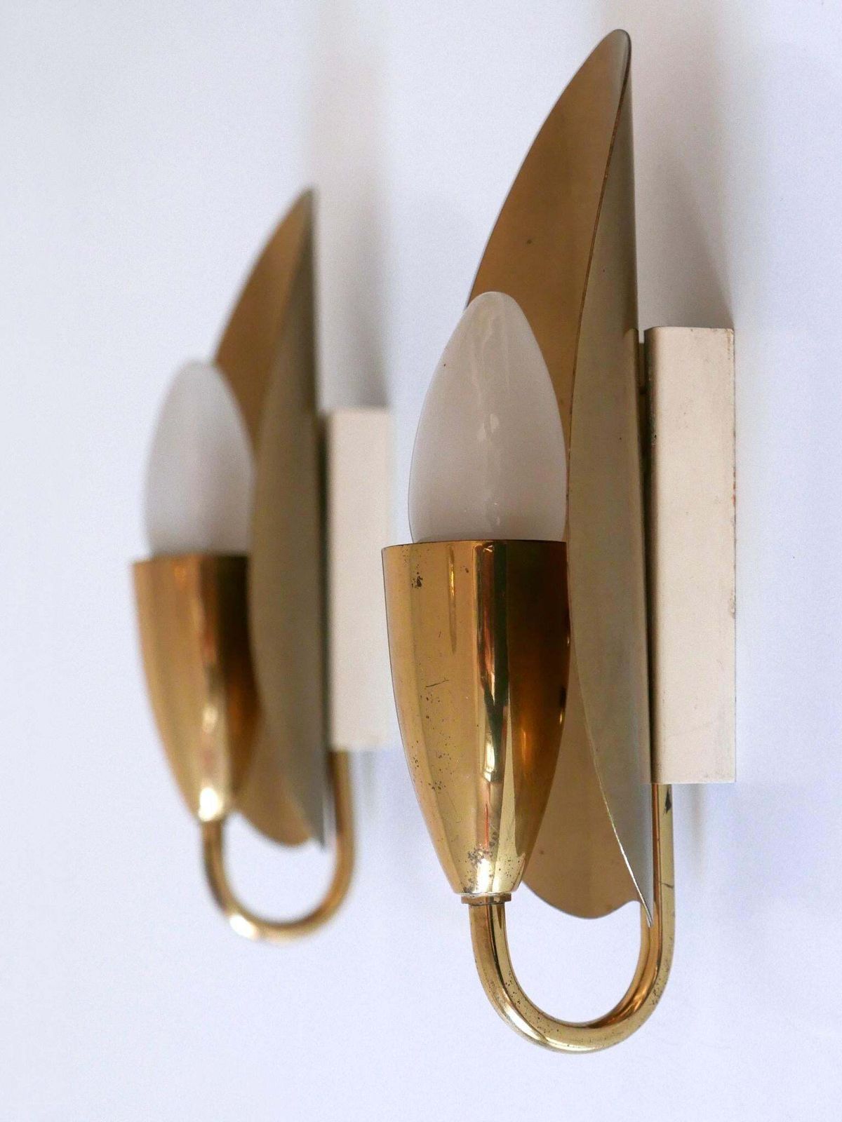 photo buy Set Of Two Lovely Mid Century Modern Brass Sconces Or Wall Lamps Germany 1950s