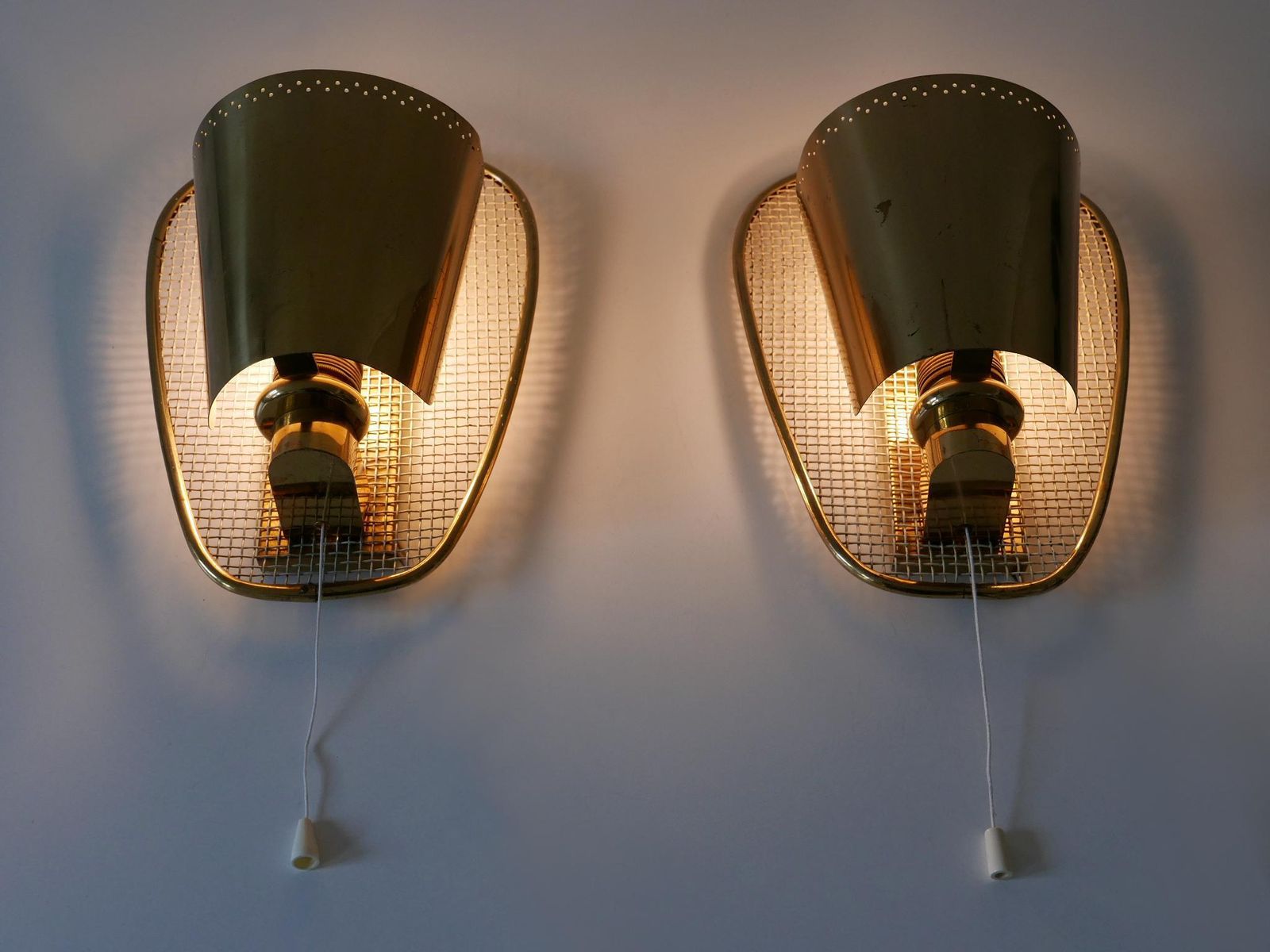 Set Of Two Rare & Highly Decorative Mid Century Modern Sconces Germany 1950s photo Lighting