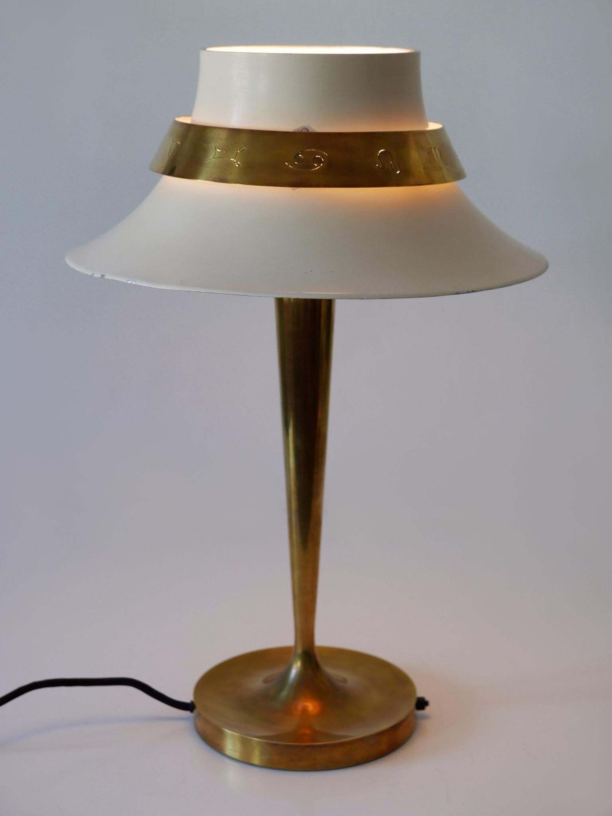 photo for sale Exceptional Art Deco Zodiac Desk Light Or Table Lamp By Jean Perzel France 1940s