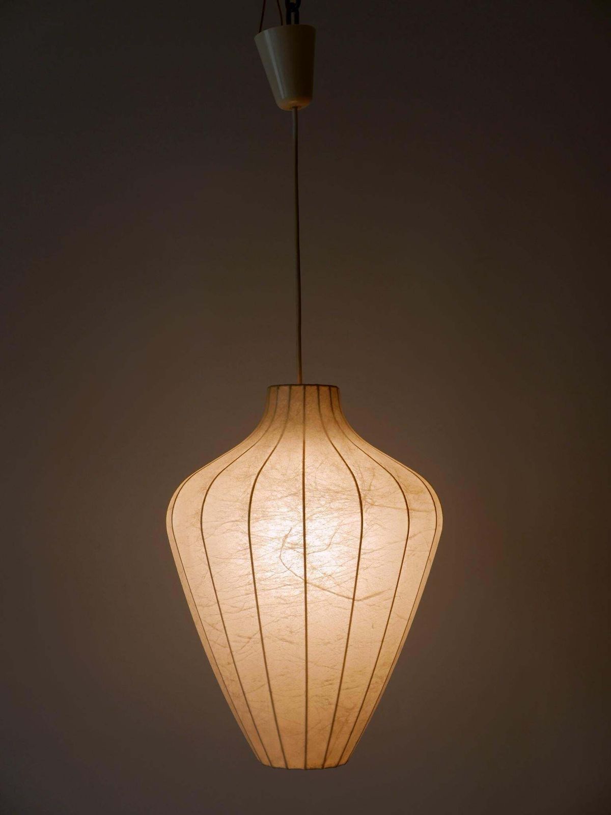 Rare Mid Century Modern Cocoon Pendant Lamp Or Hanging Light By Goldkant 1960s photo vinterior