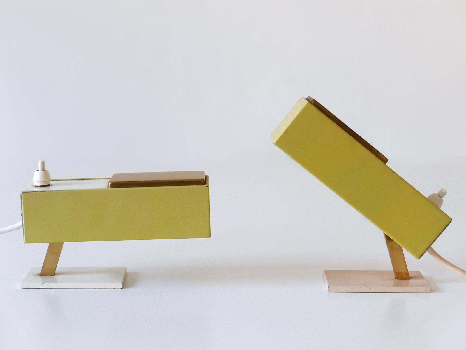 Set Of Two Rare & Lovely Mid Century Modern Bedside Table Lamps Germany 1950s photo Lighting