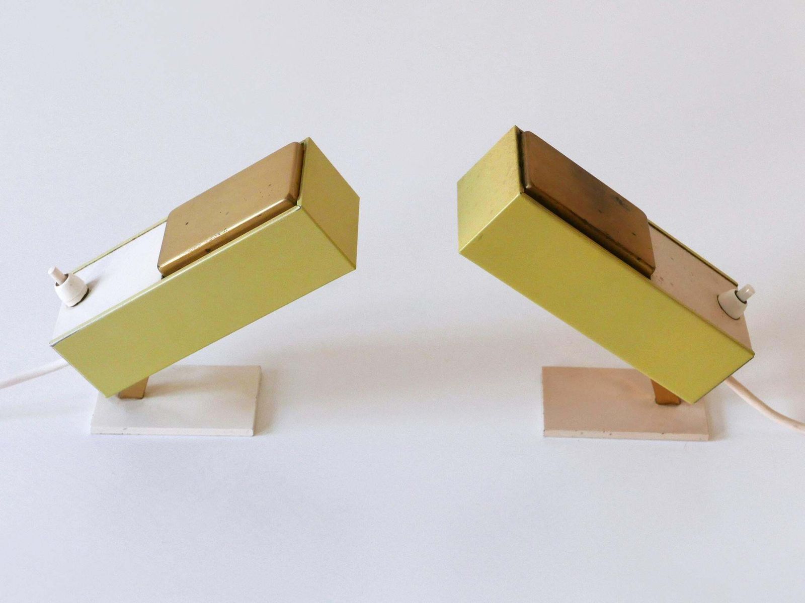 Set Of Two Rare & Lovely Mid Century Modern Bedside Table Lamps Germany 1950s photo vintage