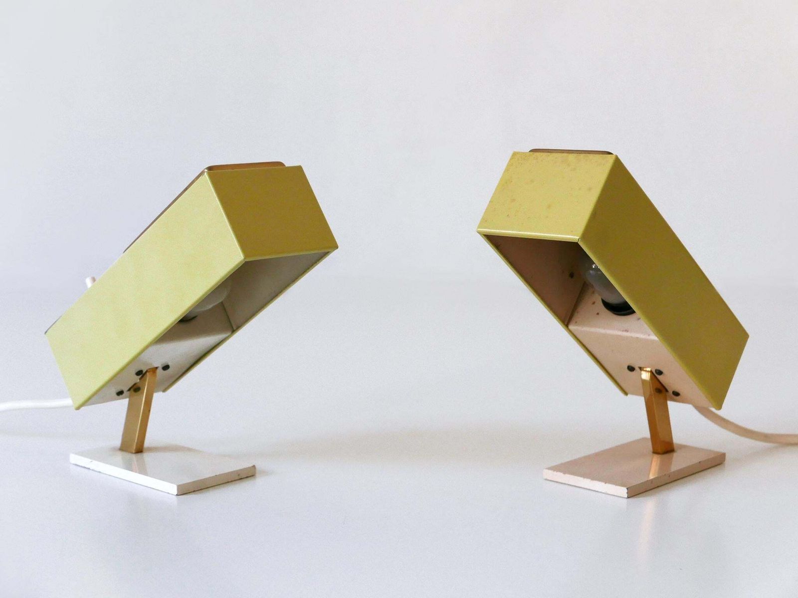 photo for sale Set Of Two Rare & Lovely Mid Century Modern Bedside Table Lamps Germany 1950s