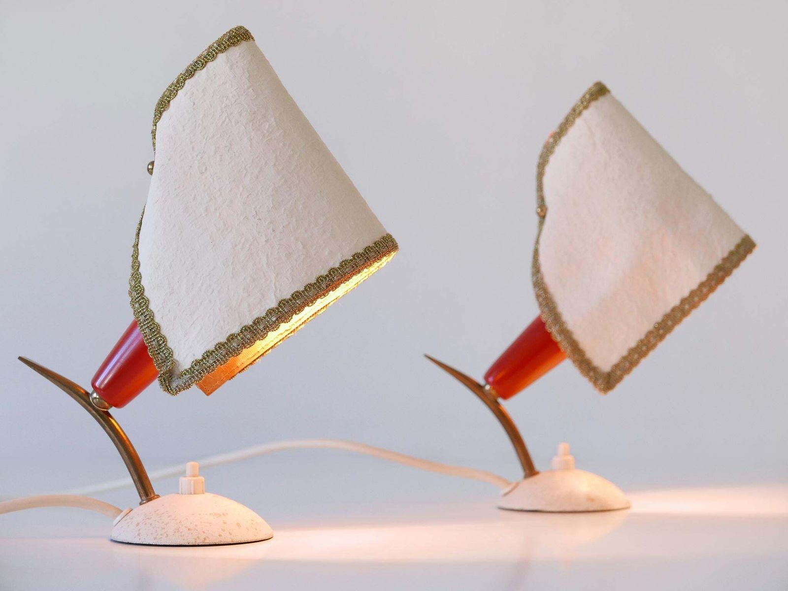 Set Of Two Rare & Lovely Mid Century Modern Bedside Table Lamps Germany 1950s photo for sale
