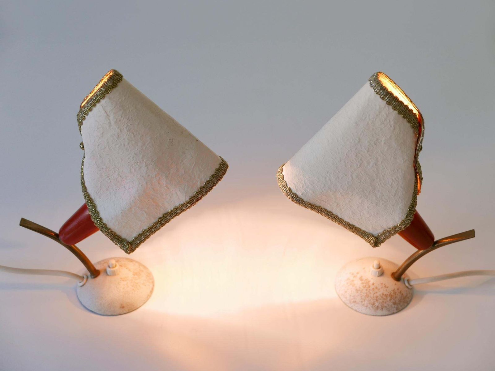 Set Of Two Rare & Lovely Mid Century Modern Bedside Table Lamps Germany 1950s photo buy
