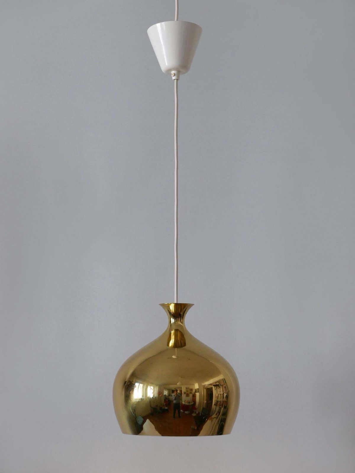 Elegant Brass Pendant Lamp Löken By Helge Zimdal For Falkenbergs Sweden 1960s photo for sale