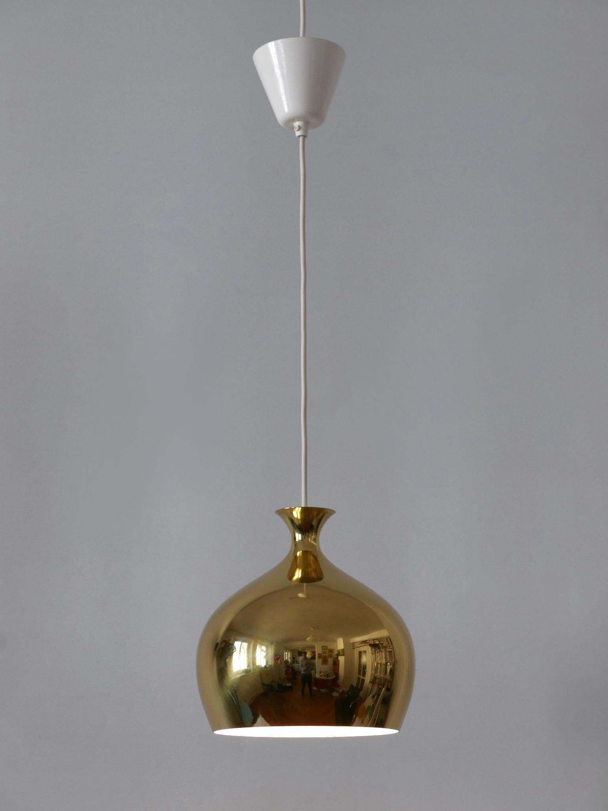 Elegant Brass Pendant Lamp Löken By Helge Zimdal For Falkenbergs Sweden 1960s photo Lighting