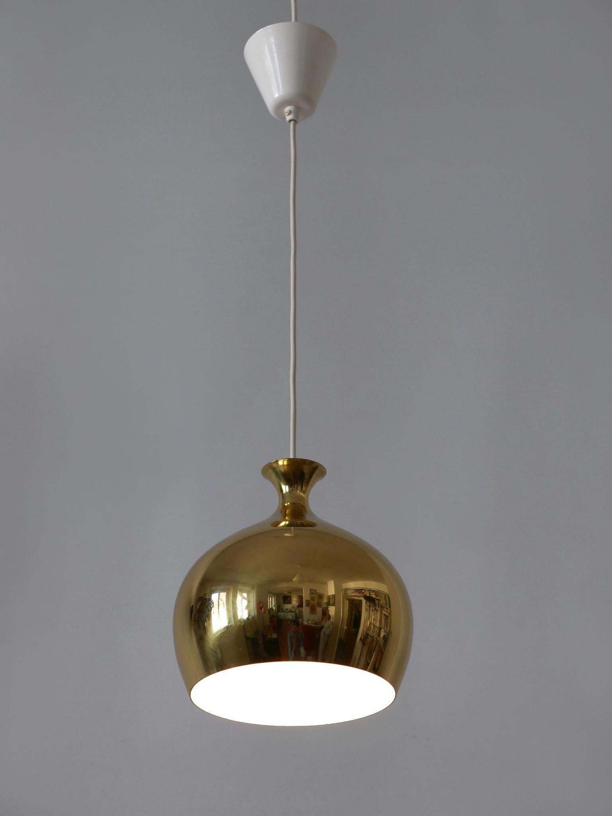 photo for sale Elegant Brass Pendant Lamp Löken By Helge Zimdal For Falkenbergs Sweden 1960s