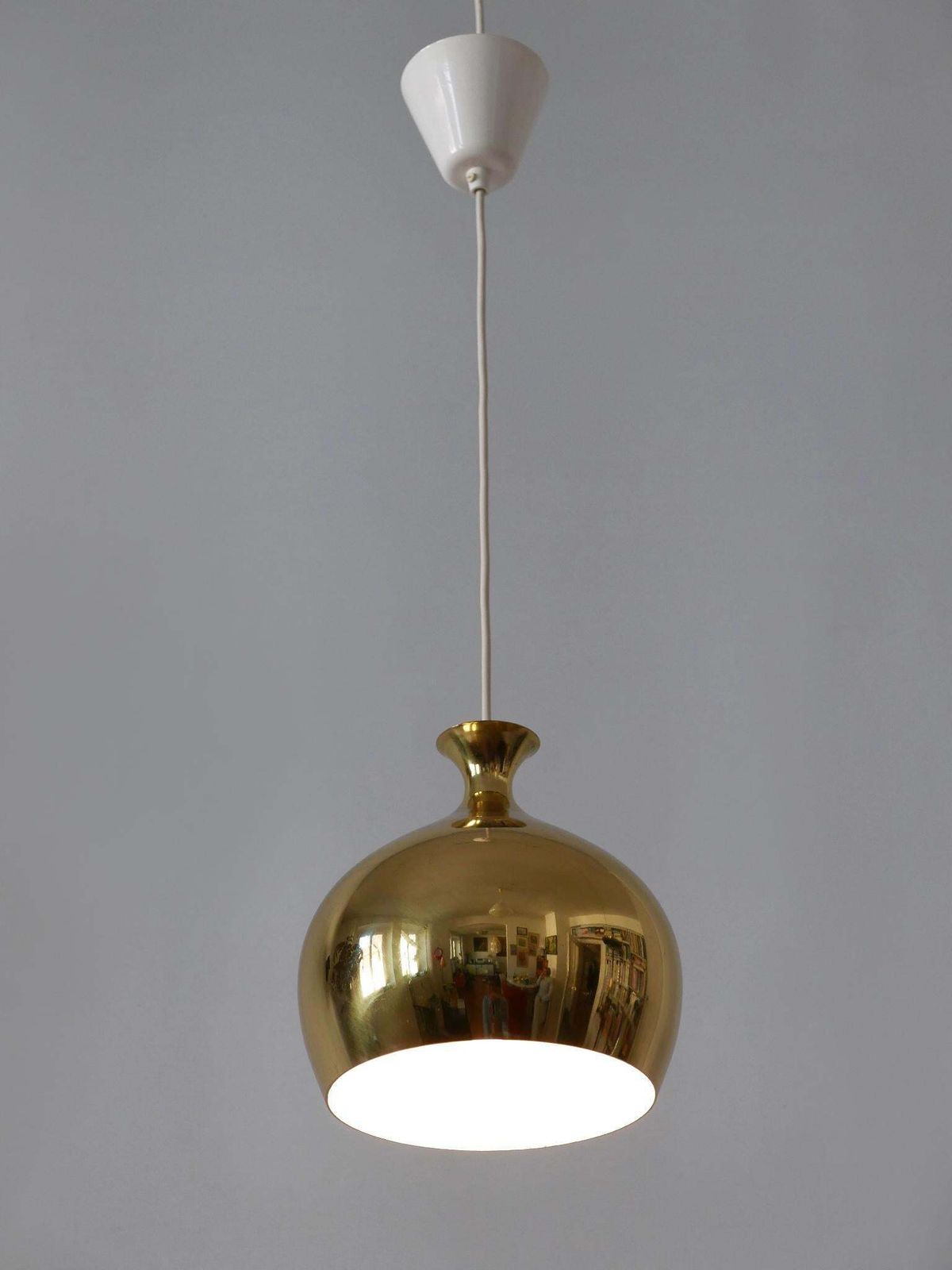 Lighting Elegant Brass Pendant Lamp Löken By Helge Zimdal For Falkenbergs Sweden 1960s photo