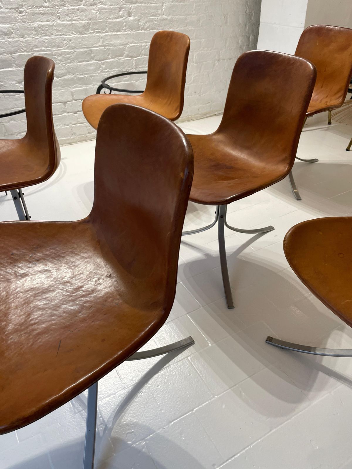 Furniture Set Of 7 Poul Kjaerholm Model Pk9 Dining Chairs  First Edition  E. Kold  1961 photo