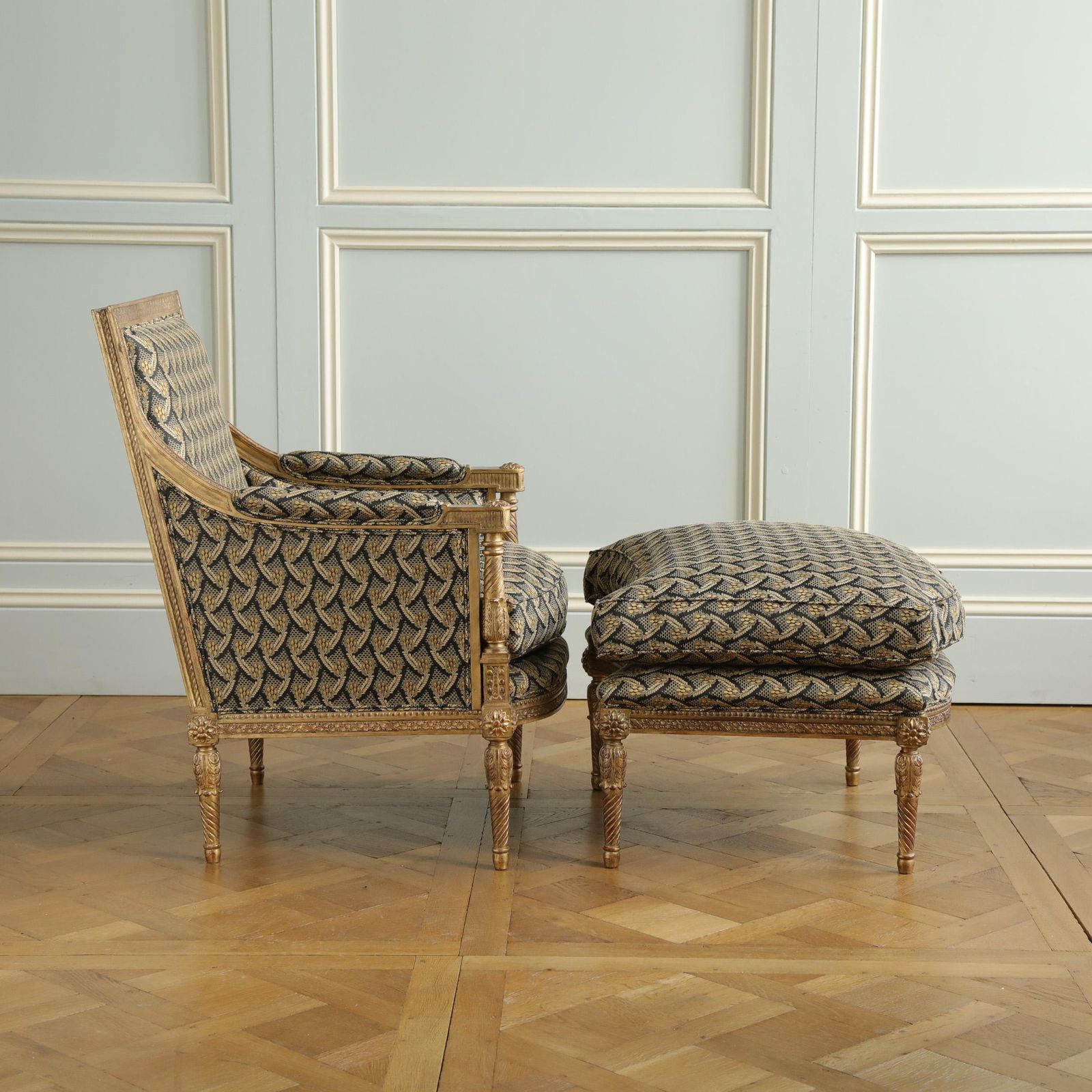 photo for sale Louis XVI Jacob Style Giltwood Bergere Made By La Maison London